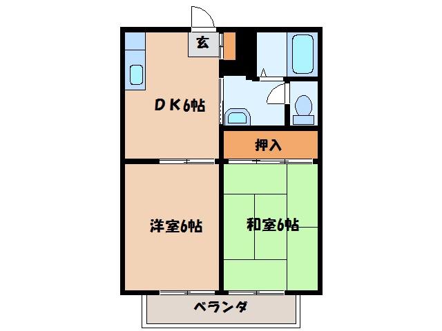 コンセール三笠(2DK/1階)の間取り写真