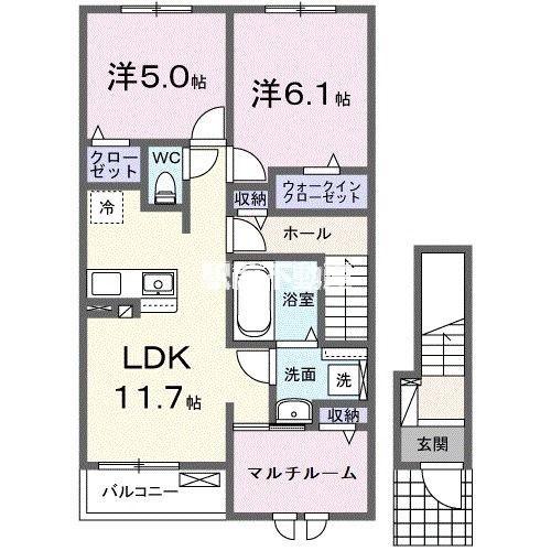 ビオルネ荒尾(3LDK/2階)の間取り写真