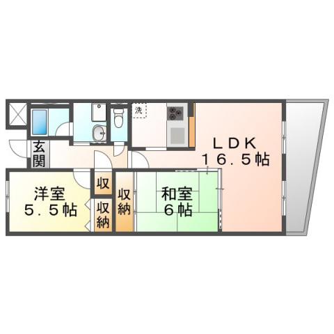 サンヒルズ上山手(2LDK/2階)の間取り写真