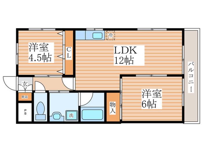 浜庄ビル(2LDK/4階)の間取り写真