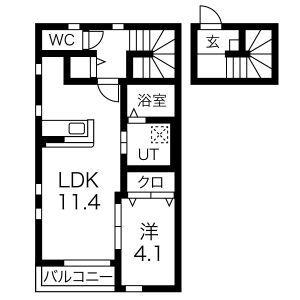 アン・ボヌール(1LDK/2階)の間取り写真