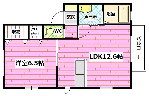 CASA DEL FIORE(1LDK/1階)の間取り写真