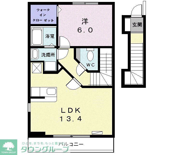 CALM牛立(1LDK/2階)の間取り写真