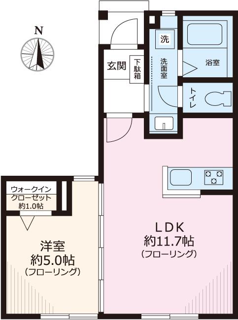 メゾン・ド・ベル(1LDK/1階)の間取り写真