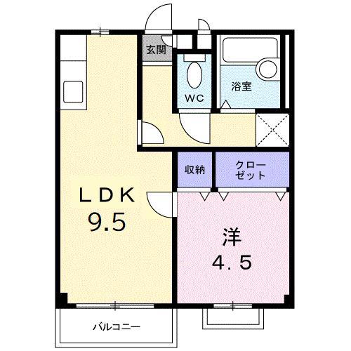 サンヒルズ雀の宮(1LDK/1階)の間取り写真
