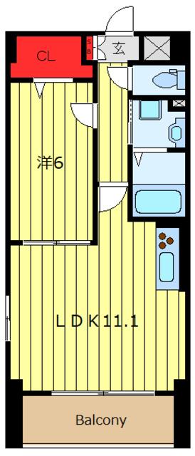 東京メトロ千代田線 千駄木駅 徒歩4分 11階建 築13年(1LDK/6階)の間取り写真