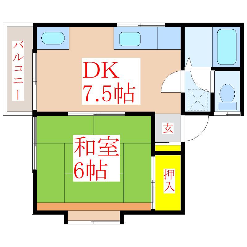 ハッピーハウス(1DK/1階)の間取り写真