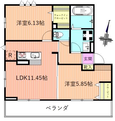 フェルティール(2LDK/3階)の間取り写真