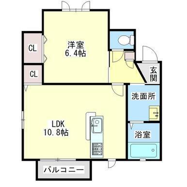 ブランシェM (1LDK/2階)の間取り写真
