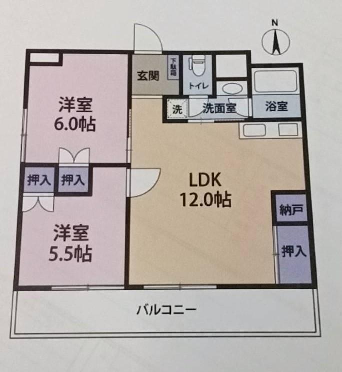 ラファミーユ大工町(2LDK/7階)の間取り写真
