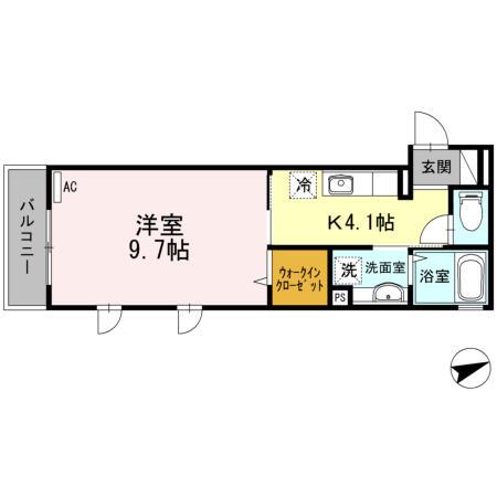 D-ROOMHIROO(1K/3階)の間取り写真