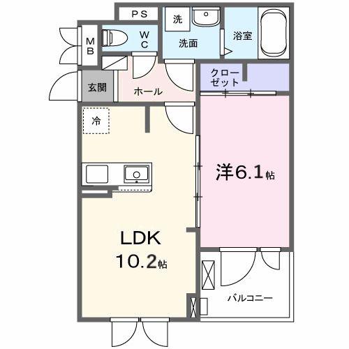 VILLA PURUMIE(1LDK/2階)の間取り写真