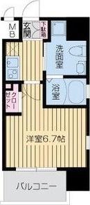 レジディア谷町(1K/2階)の間取り写真
