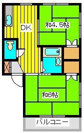 かつら苑(2DK/1階)の間取り写真