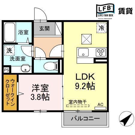 ディアライズ中市二丁目I(1LDK/1階)の間取り写真