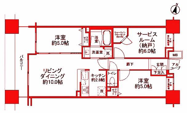 クレストシティータワーズ横浜(2SLDK/2階)の間取り写真