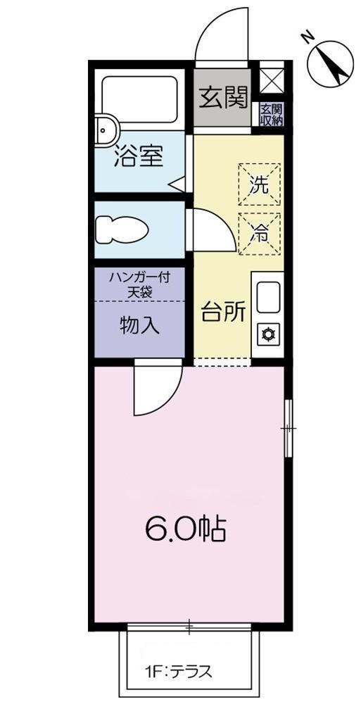 あすなろ1棟(1K/1階)の間取り写真
