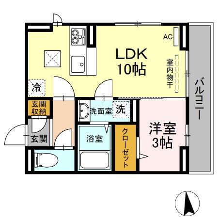 エル・ソル南庄町(1LDK/1階)の間取り写真