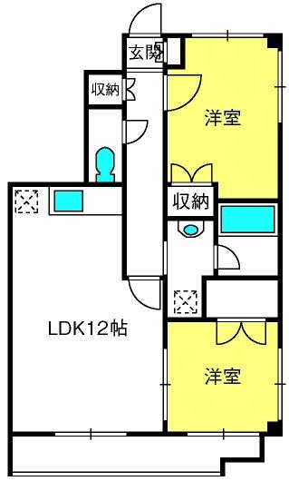 オーネスト(2LDK/5階)の間取り写真