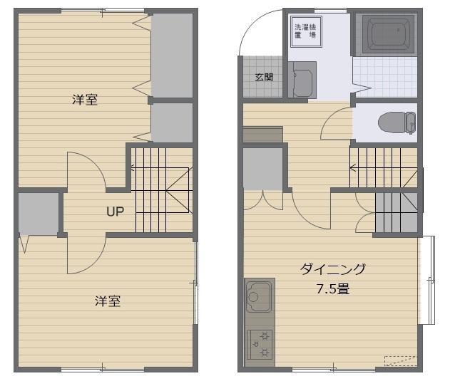 コンフォート若葉(2DK/1階)の間取り写真
