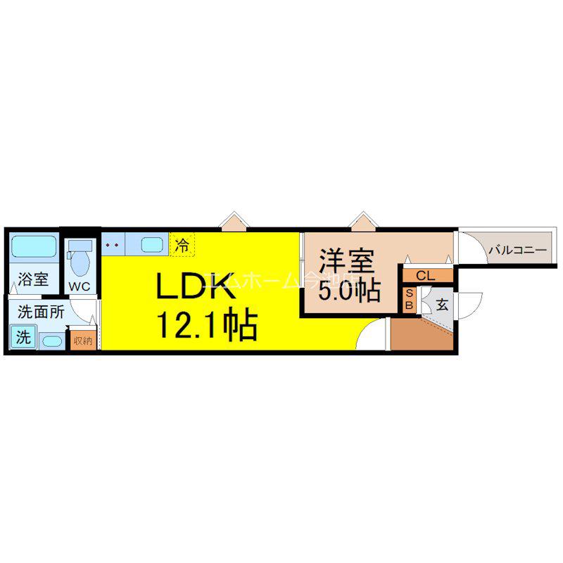 BC生駒C(1LDK/3階)の間取り写真