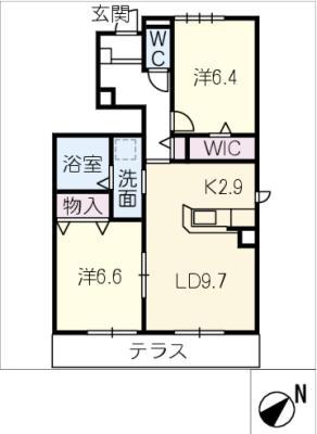 JA名古屋市南区元鳴尾(2LDK/1階)の間取り写真