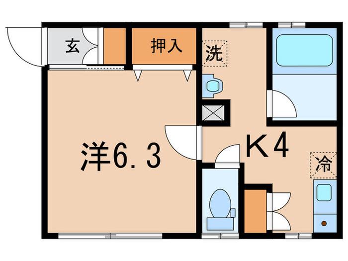 サンライズ瀬田(1K/1階)の間取り写真