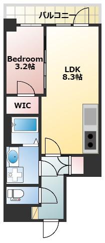 ALIVIS緑橋(1LDK/2階)の間取り写真