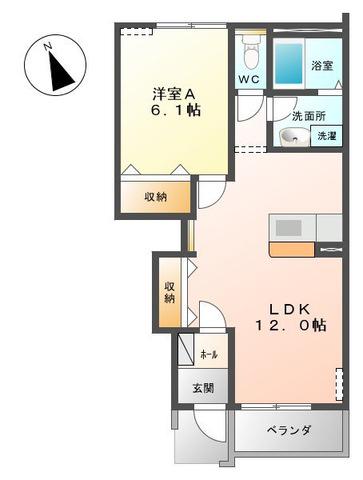 アンジュ 1LDK(1LDK/1階)の間取り写真