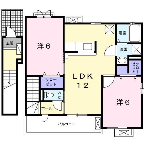 ソレイユ ルヴァン(2LDK/2階)の間取り写真