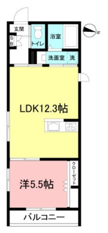 プリムヴェール(1LDK/1階)の間取り写真