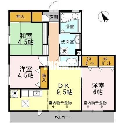 マグノリア(3DK/1階)の間取り写真