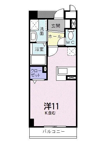 ファンデフォート(1K/3階)の間取り写真