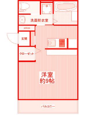 モントレー岸谷(ワンルーム/1階)の間取り写真