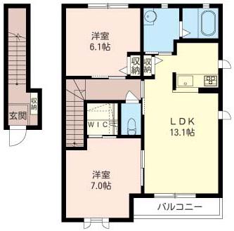 JR横須賀線 衣笠駅 徒歩16分 2階建 築18年(2LDK/2階)の間取り写真