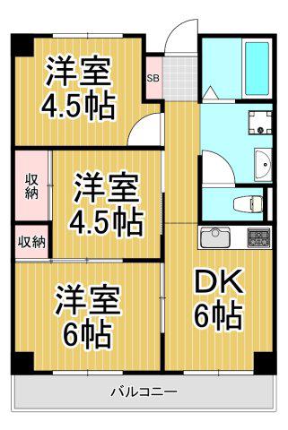ハイツセピア(3DK/2階)の間取り写真