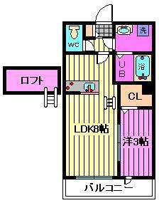 ガーデンヒルズ宮原(1LDK/3階)の間取り写真