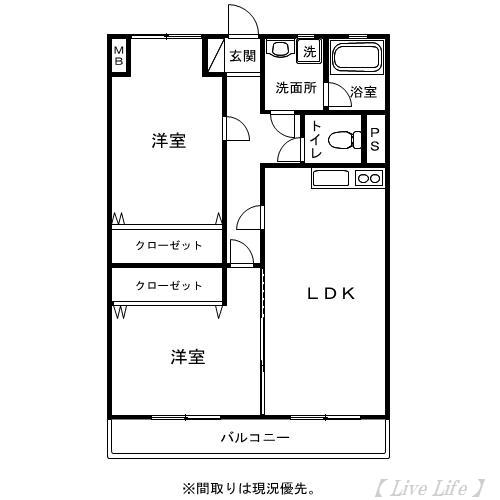 ラルーチェ(2LDK/2階)の間取り写真