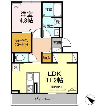 ベルクブーフ桜木(1LDK/3階)の間取り写真
