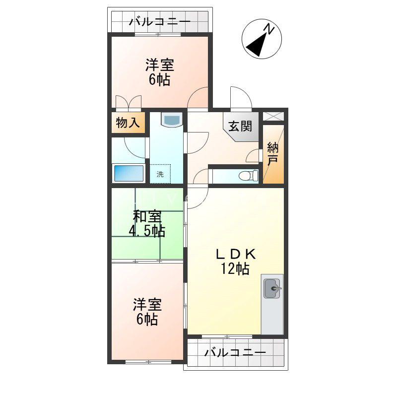 エクセル北別府(3LDK/3階)の間取り写真