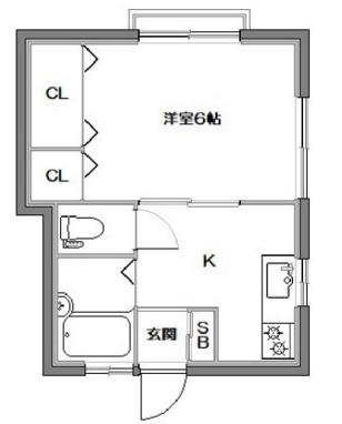 ハイツ角田(1K/1階)の間取り写真