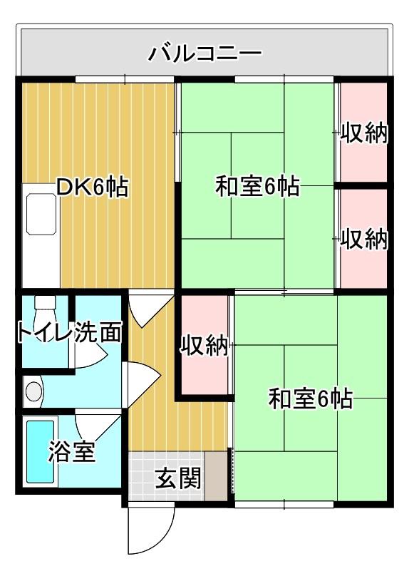泰平ビルコーポ(2DK/2階)の間取り写真
