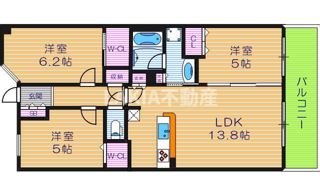 ザ・天王寺レジデンス(3LDK/17階)の間取り写真