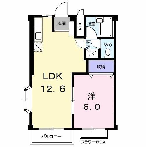 メゾンドセシボン(1LDK/2階)の間取り写真