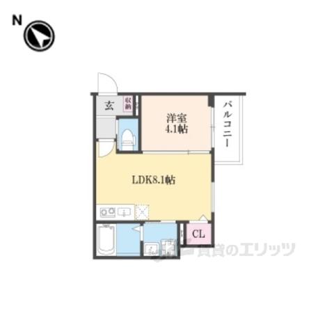 LIX京都桂川(1LDK/2階)の間取り写真