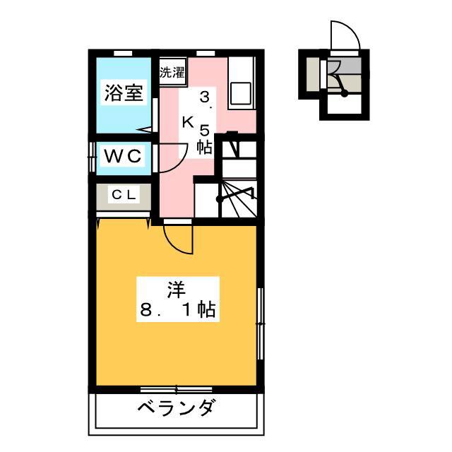 マノワール・M(1K/2階)の間取り写真