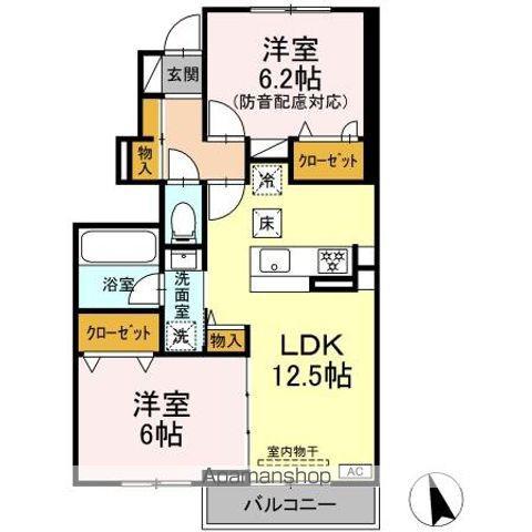 アヴァンセ横浜小机(2LDK/1階)の間取り写真