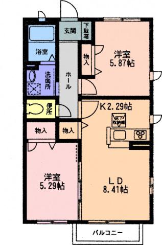 サルクレール(2LDK/2階)の間取り写真