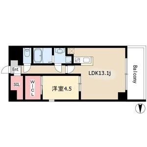 VIARE STORIA(1LDK/13階)の間取り写真