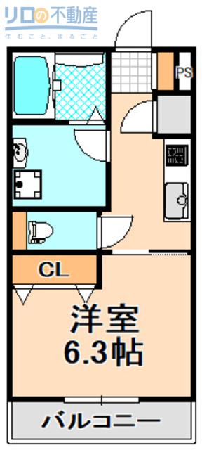 ナウハウス伊丹(1K/2階)の間取り写真